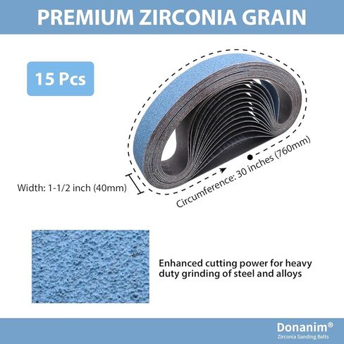 15 Pack 1-1/2 x 30" Zirconia Sanding Belts for Pipe Belt Sander, 1-1/2x30 Inch Sander Belts for Pipe Tube Polisher Sander, 1.5" x 30" Zirconia Metal Grinding Sand Belts for Polishing, 80 Grit in Kuwait