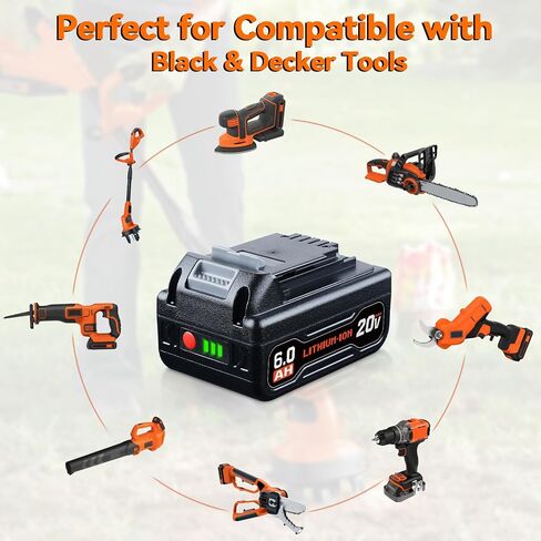2Pack LB2X4020 6.0AH 20V LITHIUM ION BATTERY PACK بديل للبطارية السوداء و DECKER متوافقة مع LBXR20 LBXR2020 LBX4020 LB2X4020 OPE طاقة أكثر ارتفاعًا في السعة 20V كحد أقصى للأدوات اللاسلكية in Saudi Arabia