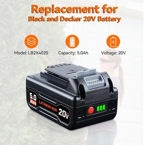2Pack LB2X4020 6.0AH 20V LITHIUM ION BATTERY PACK بديل للبطارية السوداء و DECKER متوافقة مع LBXR20 LBXR2020 LBX4020 LB2X4020 OPE طاقة أكثر ارتفاعًا في السعة 20V كحد أقصى للأدوات اللاسلكية in Saudi Arabia