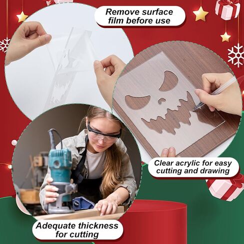 INFUNLY 8PCS Halloween Acrylic Router Template 7.8x5.5 Pumpkin Clear Acrylic Template Scary Pumpkin Face Carving Template for Woodworking Curvy Tracing Stencils Router Guide Tool for DIY Craft in Saudi Arabia