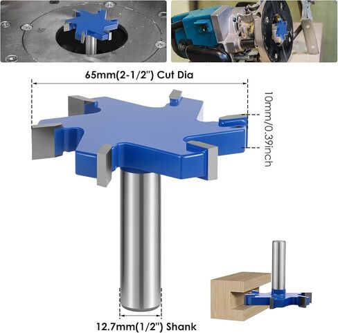 Flattening Router Bit 1/2 Shank, 2-1/2" Cut Dia, 6 Flute Surfacing Router Bit Efficient Slab Flattening Multifunctional Planing for Solid Wood Density Board Laminate in Kuwait