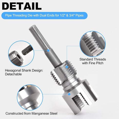2PCS PVC Pipe Threader Kit - Dual-Function Internal & External Pipe Threading Tool for 1/2" & 3/4" PVC/Plastic Pipes in Kuwait