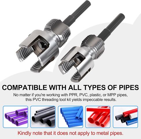 2PCS PVC Pipe Threader Kit - Dual-Function Internal & External Pipe Threading Tool for 1/2" & 3/4" PVC/Plastic Pipes in Kuwait