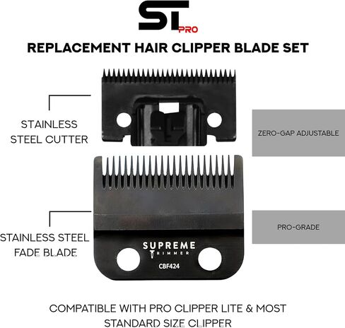Supreme Trimmer Pro Clipper All Metal w/Taper Blade | 300 Min Run Time Professional Hair Clipper Set, Cordless Beard Trimmer | STC5030 Black in Saudi Arabia