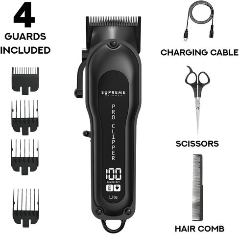 Supreme Trimmer Pro Clipper All Metal w/Taper Blade | 300 Min Run Time Professional Hair Clipper Set, Cordless Beard Trimmer | STC5030 Black in Saudi Arabia