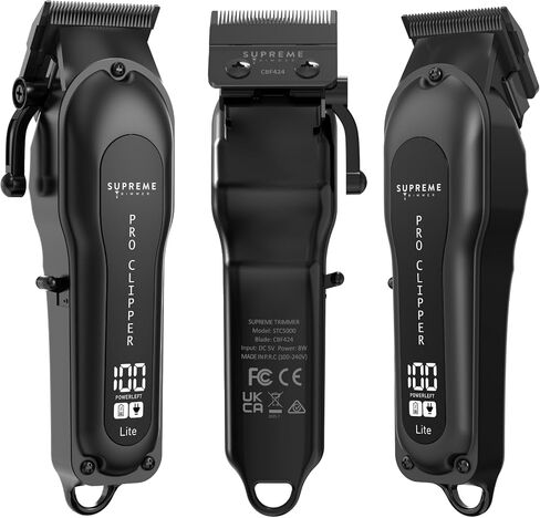 Supreme Trimmer Pro Clipper All Metal w/Taper Blade | 300 Min Run Time Professional Hair Clipper Set, Cordless Beard Trimmer | STC5030 Black in Saudi Arabia