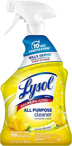 Lysol كل الرش المنظف للأغراض ، رذاذ مطهر متعدد الأغراض ، منظف المطبخ والحمام ، رائحة نسيم الليمون ، 32 أوقية in Kuwait