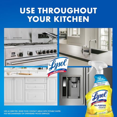 Lysol كل الرش المنظف للأغراض ، رذاذ مطهر متعدد الأغراض ، منظف المطبخ والحمام ، رائحة نسيم الليمون ، 32 أوقية in Kuwait