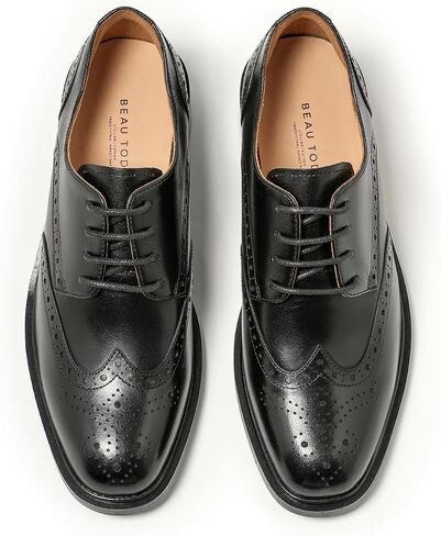 Beau اليوم أحذية Oxford للنساء ، أحذية لباس الجناح الجلدي ، الراحة المريحة للسيدات الدانتيل اليدوي Brogue Oxfords لأعمال العمل in Kuwait