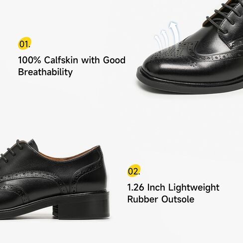 Beau اليوم أحذية Oxford للنساء ، أحذية لباس الجناح الجلدي ، الراحة المريحة للسيدات الدانتيل اليدوي Brogue Oxfords لأعمال العمل in Kuwait