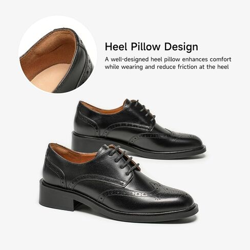 Beau اليوم أحذية Oxford للنساء ، أحذية لباس الجناح الجلدي ، الراحة المريحة للسيدات الدانتيل اليدوي Brogue Oxfords لأعمال العمل in Kuwait