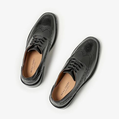 Beau اليوم أحذية Oxford للنساء ، أحذية لباس الجناح الجلدي ، الراحة المريحة للسيدات الدانتيل اليدوي Brogue Oxfords لأعمال العمل in Kuwait