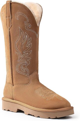 Genuine Leather Suede Platform Womens Winter Snow Boots Fur Lining Pull on Fuzzy Warm Boots with Memory Foam Lightweight Winter Shoes in Saudi Arabia
