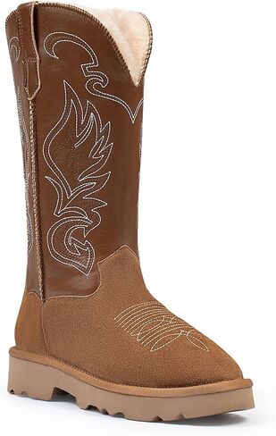 Women Winter Knee High Boots Boots - Tall Pull On Cowboy Style في جلد الجلد الأصلي ، تصميم كلاسيكي خفيف الوزن مع أحذية رغوة الذاكرة دافئة فروي وبطانة مريحة في الهواء الطلق in Kuwait