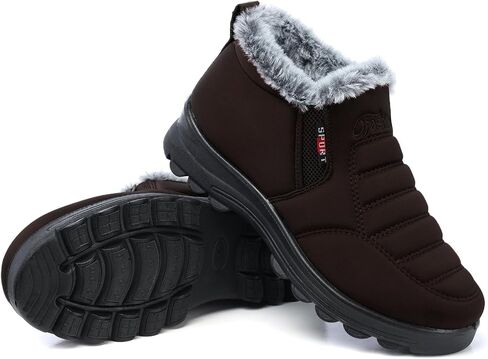 SHIBEVER Womens Snow Boots Ankle Booties Waterproof Winter Boots Synthetic Leather Side Zip Fashion Boots in Saudi Arabia