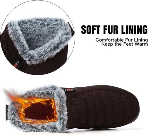 SHIBEVER Womens Snow Boots Ankle Booties Waterproof Winter Boots Synthetic Leather Side Zip Fashion Boots in Saudi Arabia