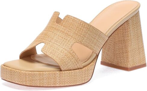 Monrovia Raffia Heeled Sandals for Women ， Platform Platfor in Kuwait
