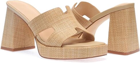 Monrovia Raffia Heeled Sandals for Women ， Platform Platfor in Kuwait