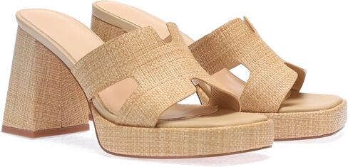 Monrovia Raffia Heeled Sandals for Women ， Platform Platfor in Kuwait