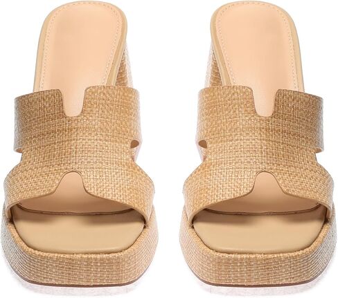Monrovia Raffia Heeled Sandals for Women ， Platform Platfor in Kuwait