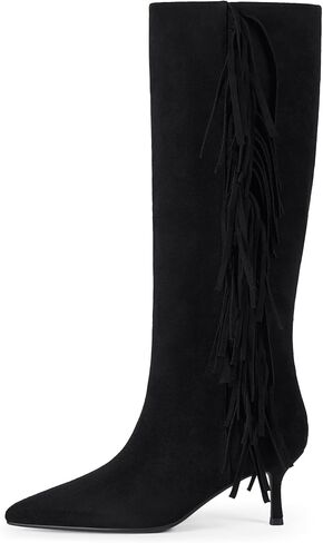 Modatope Knee High Boots Women Histten Heals Town Boots مدببة بأصابع القدم الحذاء الطويل للنساء in Saudi Arabia