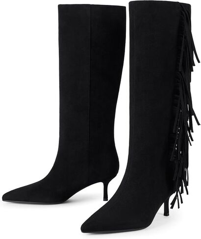 Modatope Knee High Boots Women Histten Heals Town Boots مدببة بأصابع القدم الحذاء الطويل للنساء in Saudi Arabia