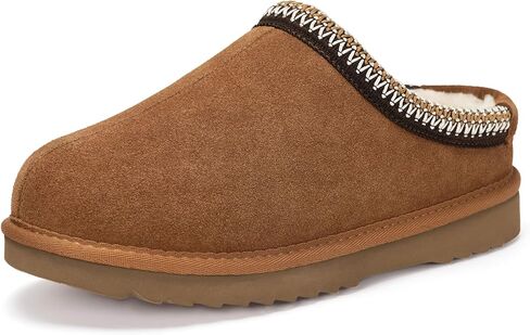 Womens Mens Platform Slip On Slippers Boots Genuine Suede Leather Slippers Water Resistant Warm Winter Mules Cozy Fur Lined Anti-Slip Flat House Shoes Indoor Outdoor in Kuwait