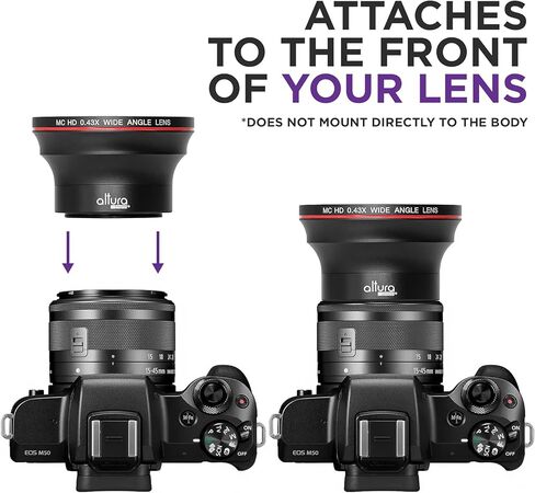 ALTURA PHOTO 55MM 0.43X Professional HD Hide Angle Part مع جزء من كاميرات Nikon مع DX Nikkor 18-55mm f/3.5-5.6g VR و 55 ملم Sony E in Kuwait