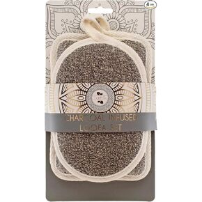 Earth & I Charcoal Infused Loofah Set, Exfoliating Sponge for Deep Cleaning the Skin, 2-Pack in Saudi Arabia