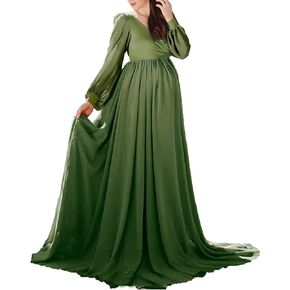 Dedysler Maternity Gown Dress for Photoshoot Long V Neck Photography with Split Soft Breathable Maxi Baby Shower Pregnancy in Saudi Arabia