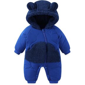 Jiamy Baby Snowsuit Newborn Winter Calk Coat Romper Hindproof Fleece Hat Zipper Bear Bear Outfit in Kuwait