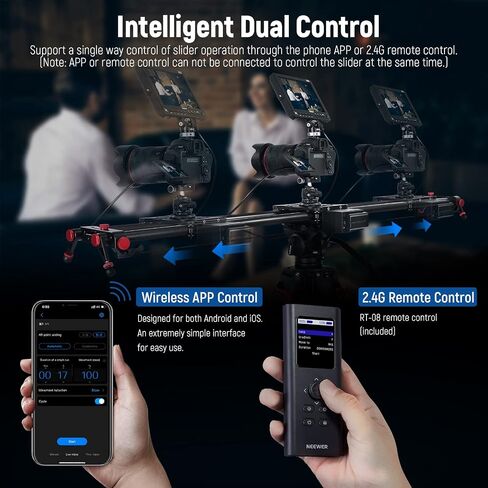 NEWER 31.5 "/80cm Camera Camera Slider ، App Wireless Control Carbon Carbon Dile Slider ، ودعم وضع الفيديو ، وتصوير الفاصل الزمني ، والتصوير الأفقي ، والتعقب ، و 120 درجة بانورامية التصوير (ER1-80) in Saudi Arabia