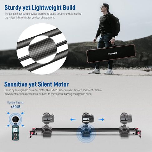 NEWER 31.5 "/80cm Camera Camera Slider ، App Wireless Control Carbon Carbon Dile Slider ، ودعم وضع الفيديو ، وتصوير الفاصل الزمني ، والتصوير الأفقي ، والتعقب ، و 120 درجة بانورامية التصوير (ER1-80) in Saudi Arabia