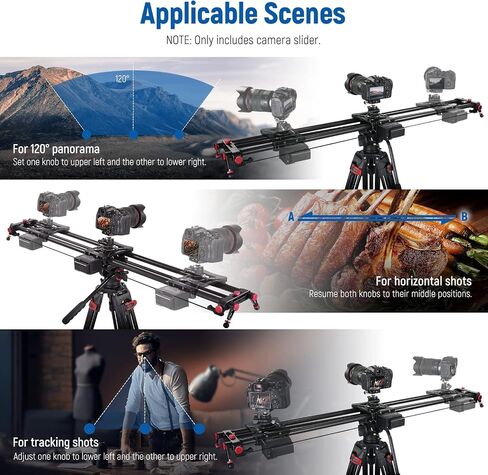 NEWER 31.5 "/80cm Camera Camera Slider ، App Wireless Control Carbon Carbon Dile Slider ، ودعم وضع الفيديو ، وتصوير الفاصل الزمني ، والتصوير الأفقي ، والتعقب ، و 120 درجة بانورامية التصوير (ER1-80) in Saudi Arabia