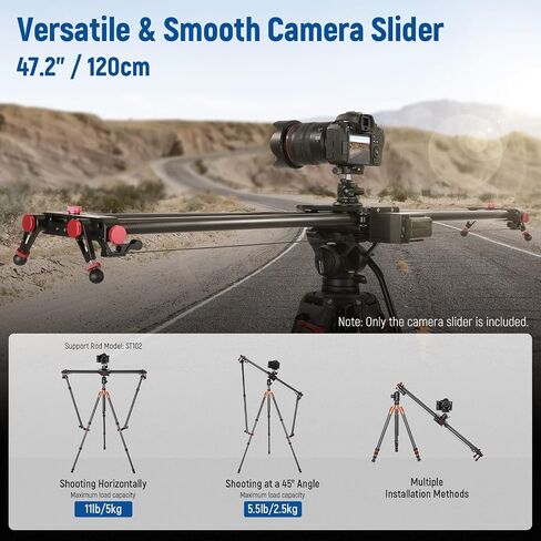 NEWER 31.5 "/80cm Camera Camera Slider ، App Wireless Control Carbon Carbon Dile Slider ، ودعم وضع الفيديو ، وتصوير الفاصل الزمني ، والتصوير الأفقي ، والتعقب ، و 120 درجة بانورامية التصوير (ER1-80) in Saudi Arabia