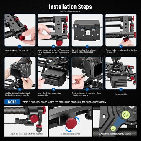 NEWER 31.5 "/80cm Camera Camera Slider ، App Wireless Control Carbon Carbon Dile Slider ، ودعم وضع الفيديو ، وتصوير الفاصل الزمني ، والتصوير الأفقي ، والتعقب ، و 120 درجة بانورامية التصوير (ER1-80) in Saudi Arabia