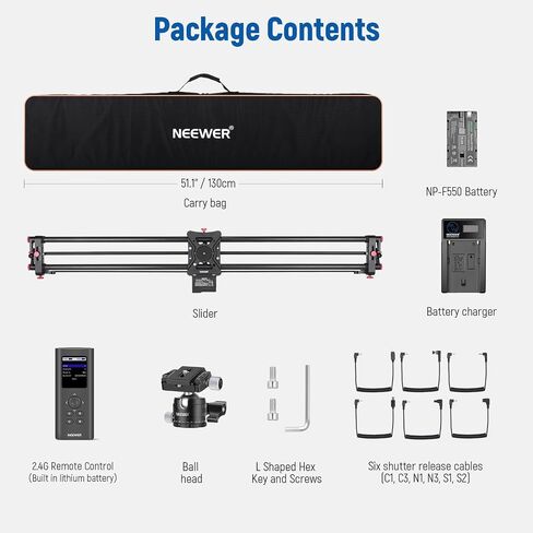 NEWER 31.5 "/80cm Camera Camera Slider ، App Wireless Control Carbon Carbon Dile Slider ، ودعم وضع الفيديو ، وتصوير الفاصل الزمني ، والتصوير الأفقي ، والتعقب ، و 120 درجة بانورامية التصوير (ER1-80) in Saudi Arabia