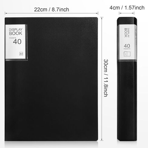 Marspark 4 Pcs Binder with Plastic Sleeves Large 8.5" x 11" Display Presentation Book 40 Pocket 80 Pages Art Portfolio Folder Clear Sheet Protector for Photo Document (Black,Green,Red,Blue) in Kuwait