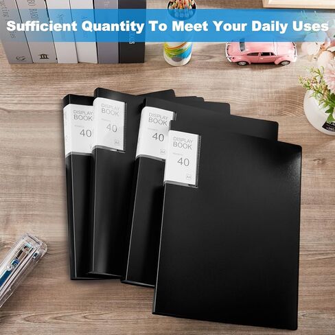 Marspark 4 Pcs Binder with Plastic Sleeves Large 8.5" x 11" Display Presentation Book 40 Pocket 80 Pages Art Portfolio Folder Clear Sheet Protector for Photo Document (Black,Green,Red,Blue) in Kuwait
