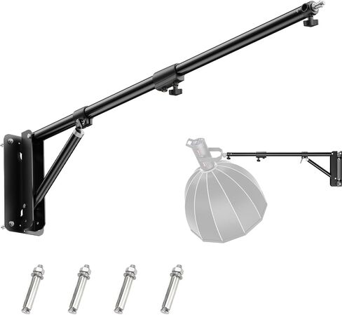 BEIYANG 71.8 Inch Wall Mount Triangle Boom Ar, Ring Light Mount for Strobe Light, Photography, Softbox, Reflector, Monolight, Adjustable Light Holder Support 180°Flexible Rotation in Saudi Arabia