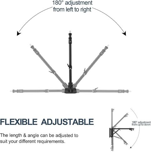 BEIYANG 71.8 Inch Wall Mount Triangle Boom Ar, Ring Light Mount for Strobe Light, Photography, Softbox, Reflector, Monolight, Adjustable Light Holder Support 180°Flexible Rotation in Saudi Arabia