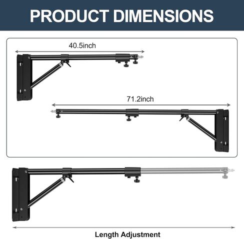 BEIYANG 71.8 Inch Wall Mount Triangle Boom Ar, Ring Light Mount for Strobe Light, Photography, Softbox, Reflector, Monolight, Adjustable Light Holder Support 180°Flexible Rotation in Saudi Arabia