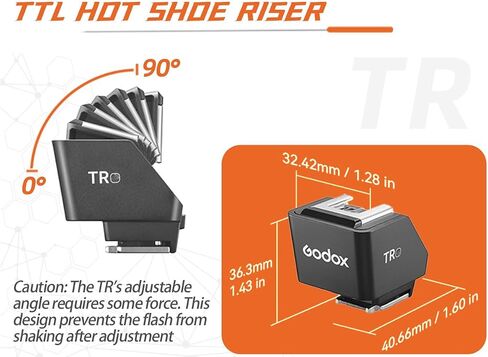 Godox TR-S TR لـ Sony TTL HSS Hot Shoe Riser موسع الأحذية الساخن لـ Godox IT30 Pro ، IT20 ، IT22 TTL Flash X3 Trigger لـ Sony ، تقليل ظل العدسة ، تعديل الميل: 0-90 ° ، لفلاش صغير تحت 300 جم. in Saudi Arabia