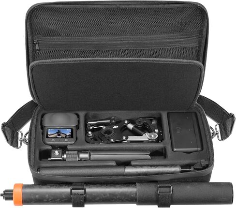 Carrying Case for DJI Osmo 360 Accessories, Portable Nylon Osmo360 Action Camera Travel Bag with Shoulder Strap Fit 2.5M 8.2ft Selfie Stick (Black) in Saudi Arabia