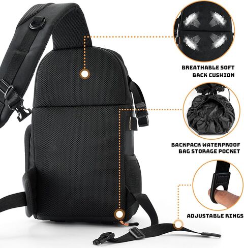حقيبة الكاميرا تغطي حقيبة الكتف الفوتوغرافية المتوافقة مع نيكون ، كانون ، سوني DSL/SLR/Mirrorless Equipment Travel (Black) in Kuwait