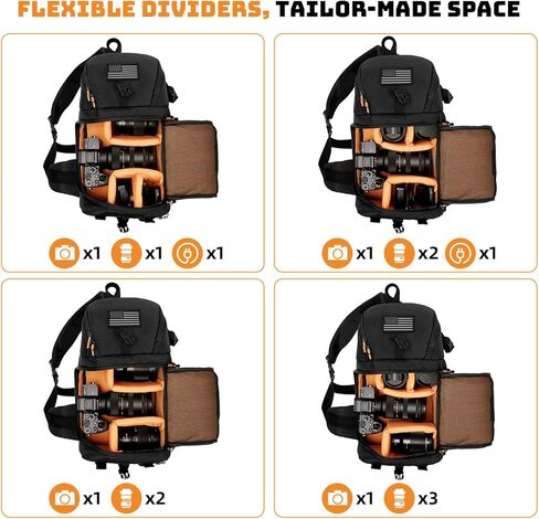 حقيبة الكاميرا تغطي حقيبة الكتف الفوتوغرافية المتوافقة مع نيكون ، كانون ، سوني DSL/SLR/Mirrorless Equipment Travel (Black) in Kuwait