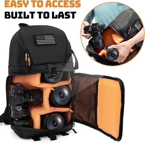 حقيبة الكاميرا تغطي حقيبة الكتف الفوتوغرافية المتوافقة مع نيكون ، كانون ، سوني DSL/SLR/Mirrorless Equipment Travel (Black) in Kuwait