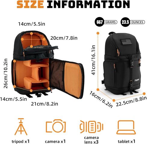 حقيبة الكاميرا تغطي حقيبة الكتف الفوتوغرافية المتوافقة مع نيكون ، كانون ، سوني DSL/SLR/Mirrorless Equipment Travel (Black) in Kuwait