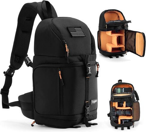 حقيبة الكاميرا تغطي حقيبة الكتف الفوتوغرافية المتوافقة مع نيكون ، كانون ، سوني DSL/SLR/Mirrorless Equipment Travel (Black) in Kuwait