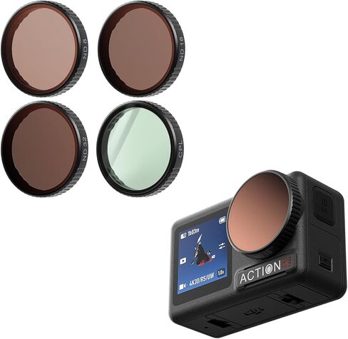 مرشح مقاوم للماء لمرشح DJI Osmo Action5Pro/4/3 مرشح زجاجي بصري ND8/16/32 الكثافة المحايدة ومرشحات استقطاب CPL لـ ACTION5PRO/4/3 in Kuwait